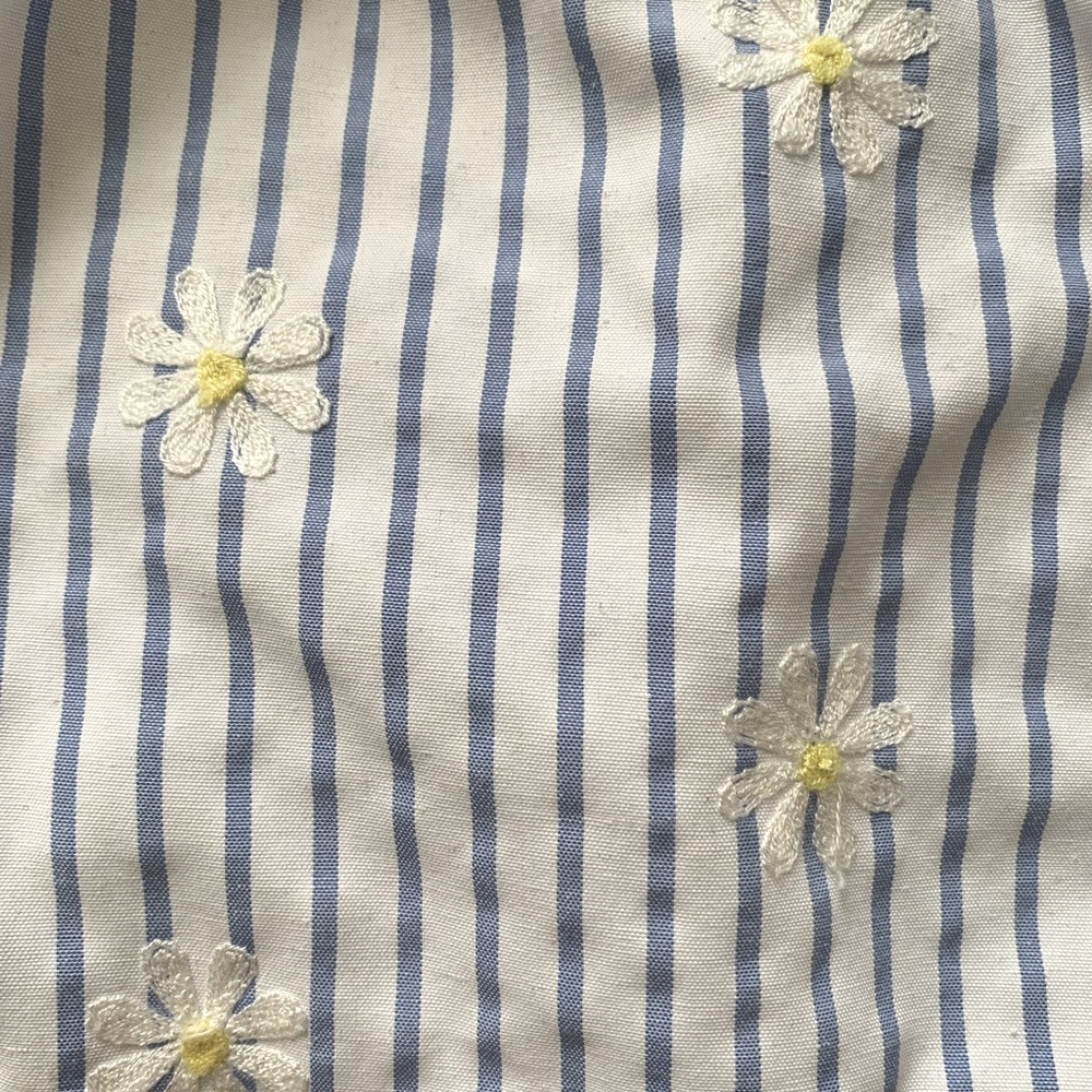 Rare Editions Blue & White Striped Dress With Embroidered Daisies - Picture 6 of 12